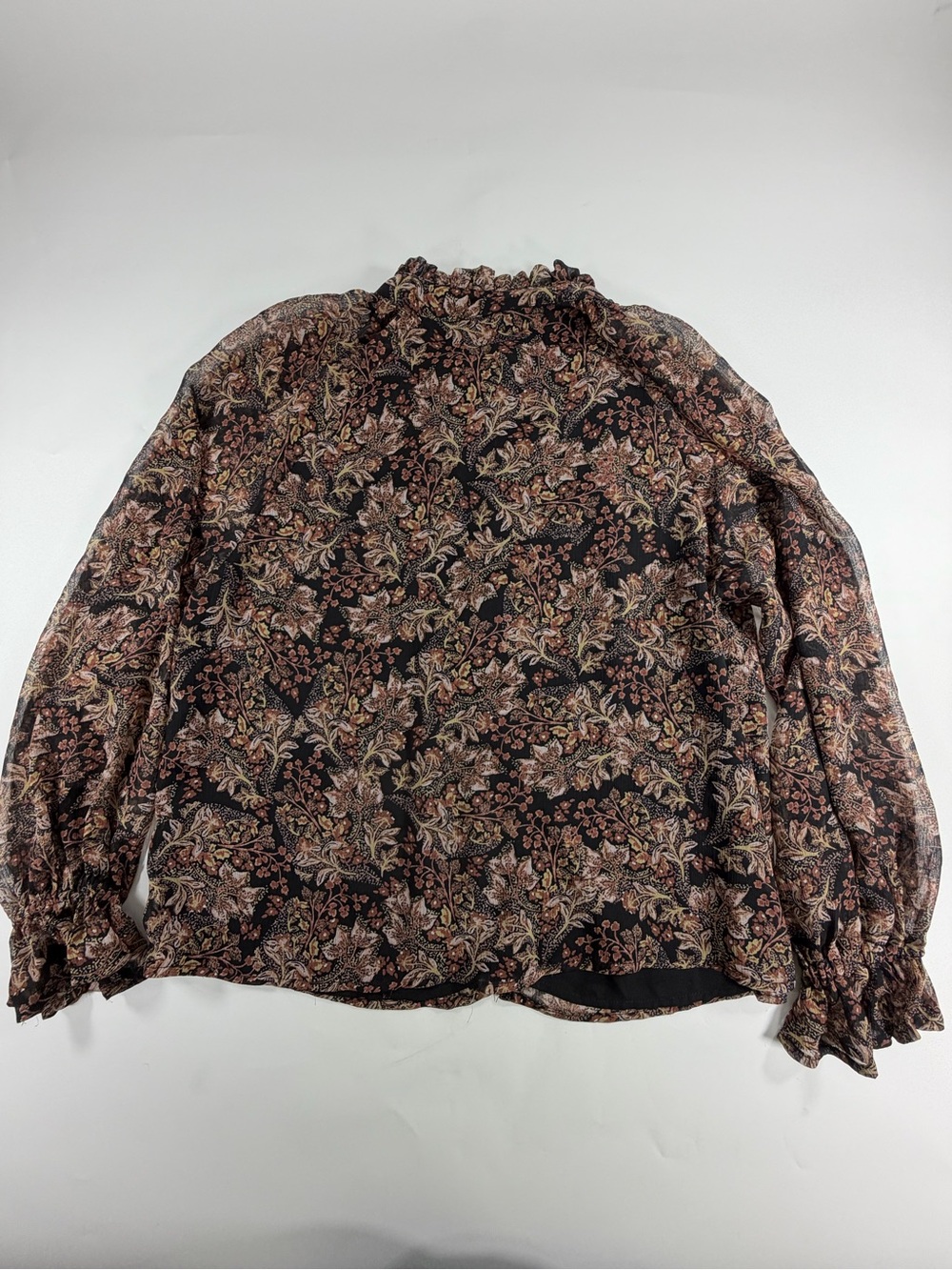 Böhme Romantic Cottagecore Floral Ruffle Blouse Sheer Peasant Top S - Picture 2 of 7